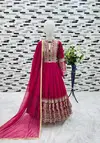 OC 196 Heavy Faux Georgette With Embroidery Siqunce Work Gown With Dupatta Bulk Orders In India